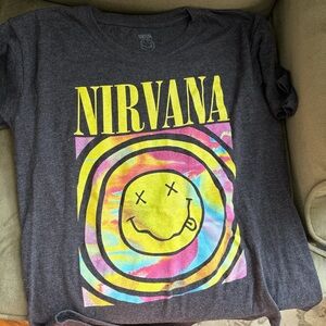 NIRVANA Charcoal Tee with Colorful Graphic